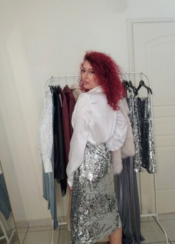 Φούστα midi παγιέτα ( ασημί)